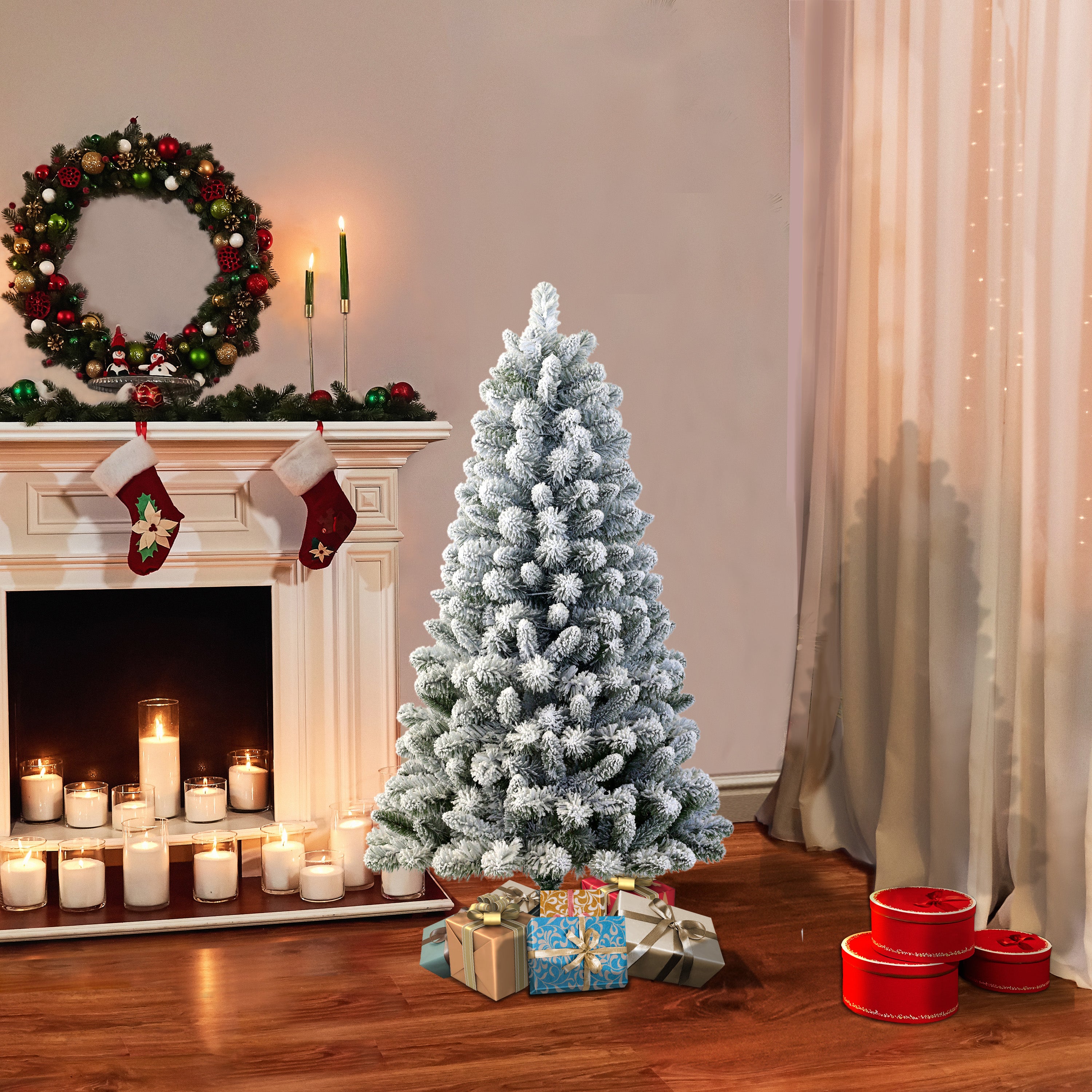 4.5ft Flocked Virginia Pine Christmas Tree